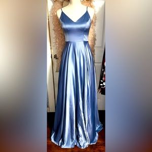 Baby Blue satin formal gown